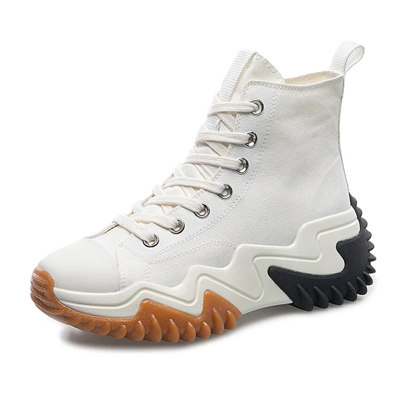 High-top Canvas Shoes Women 2022 Autumn New Height Increase Platform Shoes Sawtooth White Shoes Ladies Fashion Popular Sneakers