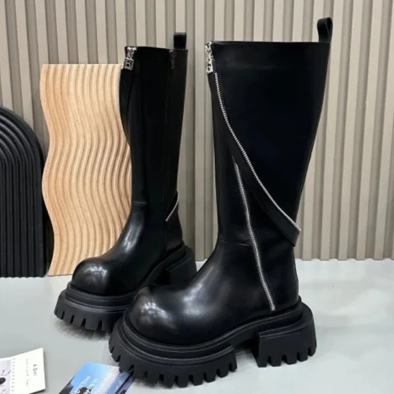 Женские высокие сапоги на плоской подошве и платформе обувь в стиле панк новые