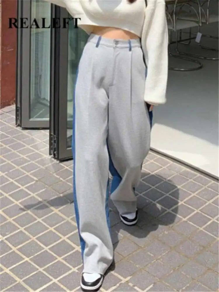 REALEFT Винтажные женские джинсы из полиэстера