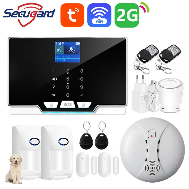 

Tuya WiFi GSM Alarm System Touch Keyboard RFID 433MHz Wireless Detector Smart Life APP Control Home Burglar Security Alarm