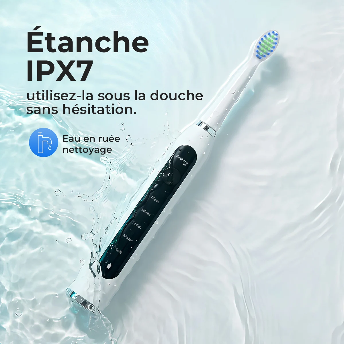 Фото Зубная щетка Smilelog EB513 Sonic, 39800VPM, водонепроницаемость IPX7, 60 дней автономной работы, 5 режимов, 4 насадки, зарядка Type-C, дорожный футляр №4