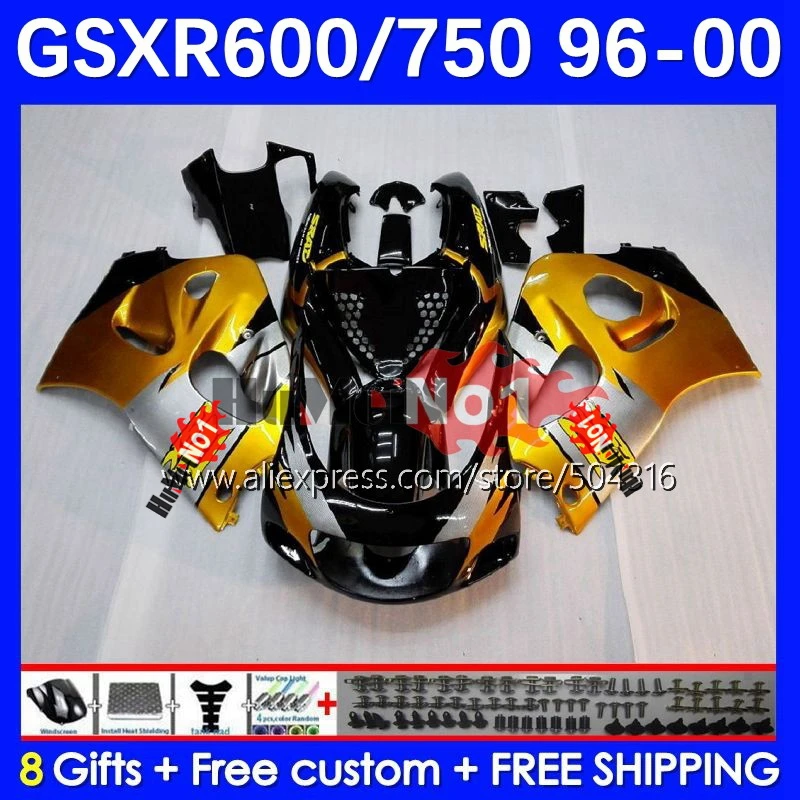 

Bodys Kit For SRAD GSXR 750 600 CC GSXR-600 11No.2 GSXR750 GSXR600 96 97 98 99 00 1996 1997 1998 1999 2000 Fairing glossy golden