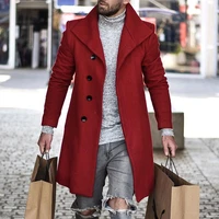 hot style 2022 autumn winter woolen coat mid length coat woolen lapel single breasted mens clothing