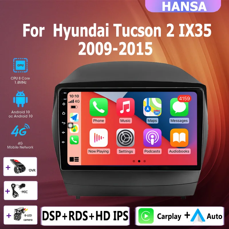 2GB+32GB 2 din Android 10 car radio multimedia stereo player carplay Auto GPS navigation for Hyundai Tucson 2 IX35 2009-2015
