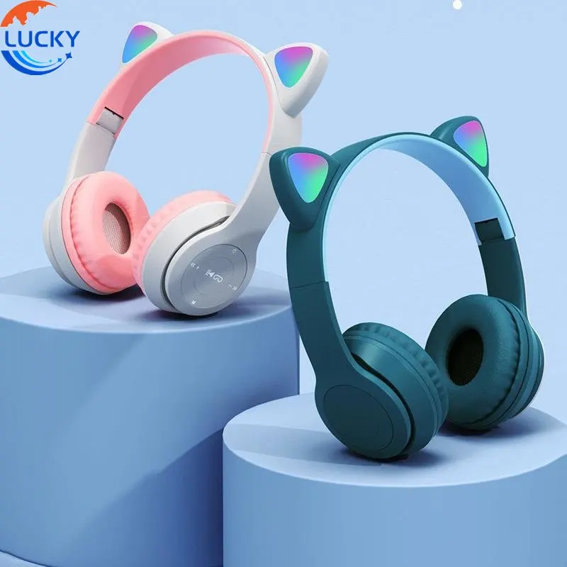

Wireless Headphone Cat Ear With Mic Bluetooth Earphone Stereo Bass Helmets Children Girl Gift Earbuds PC Phone Headset Gamer