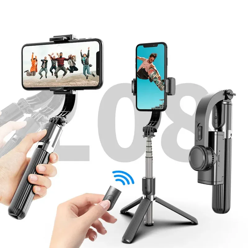 

New L08 360 Rotation Phone Gimbal Stabilizer Bar Selfie Stick With Tripod Smartphone Wireless Bluetooth Handheld Selfie Stick