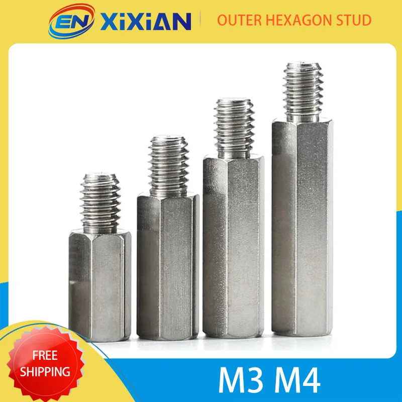 

M3 M4 Stainless Steel Motherboard Hex Standoff PCB Board Spacer Single Head Screw External Thread Spacer Hexagon Bolt Stud