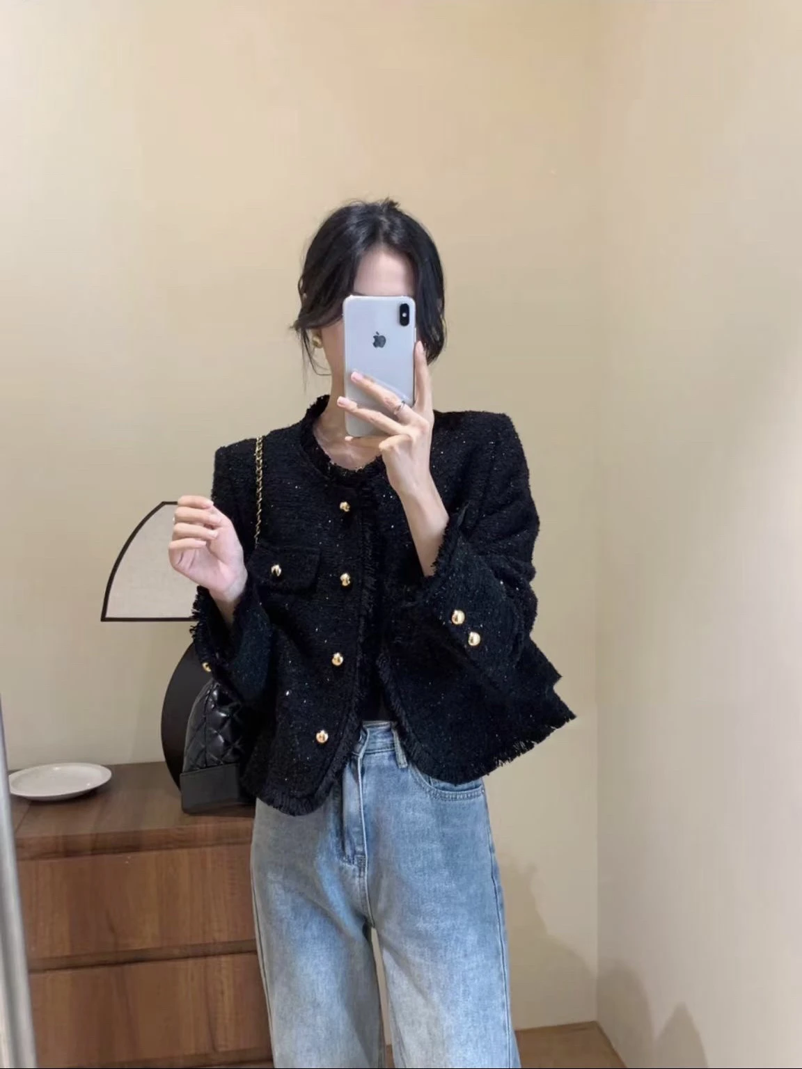 Короткая изящная верхняя одежда Французский стиль Высококачественная тонкая