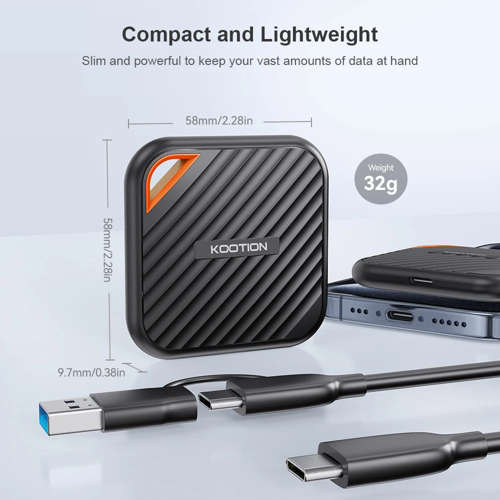 KOOTION X6Max Портативный твердотельный накопитель 1 ТБ 512 ГБ USB-C PSSD USB 3.2 Внешний Gen 2x2 для