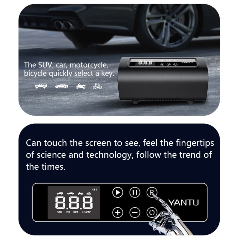 Портативный воздушный насос электрический двухцилиндровый RGB для автомобиля