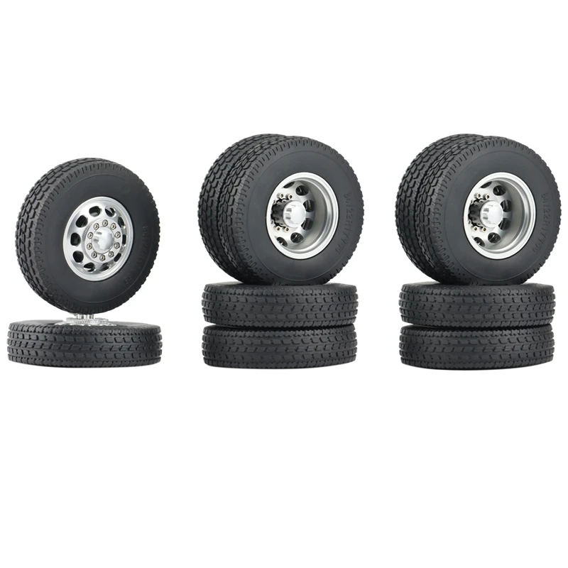 

Metal Front & Rear Wheel Rim Hub with 22mm Rubber Tires for 1/14 Tamiya Semi SCANIA RC Trailer Tractor Truck Car Parts