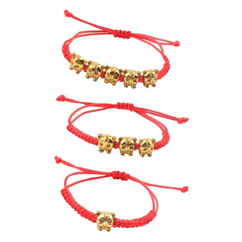

New Year Lucky Red Bracelet Lady Bracelet Tiger Pendant Adjustable Bracelet