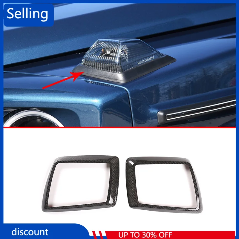 

Car Accessories Exterior Hood Turn Signal Frame Real Carbon Fiber For Mercedes-Benz G-Class 2019-2020 2 Piece Set