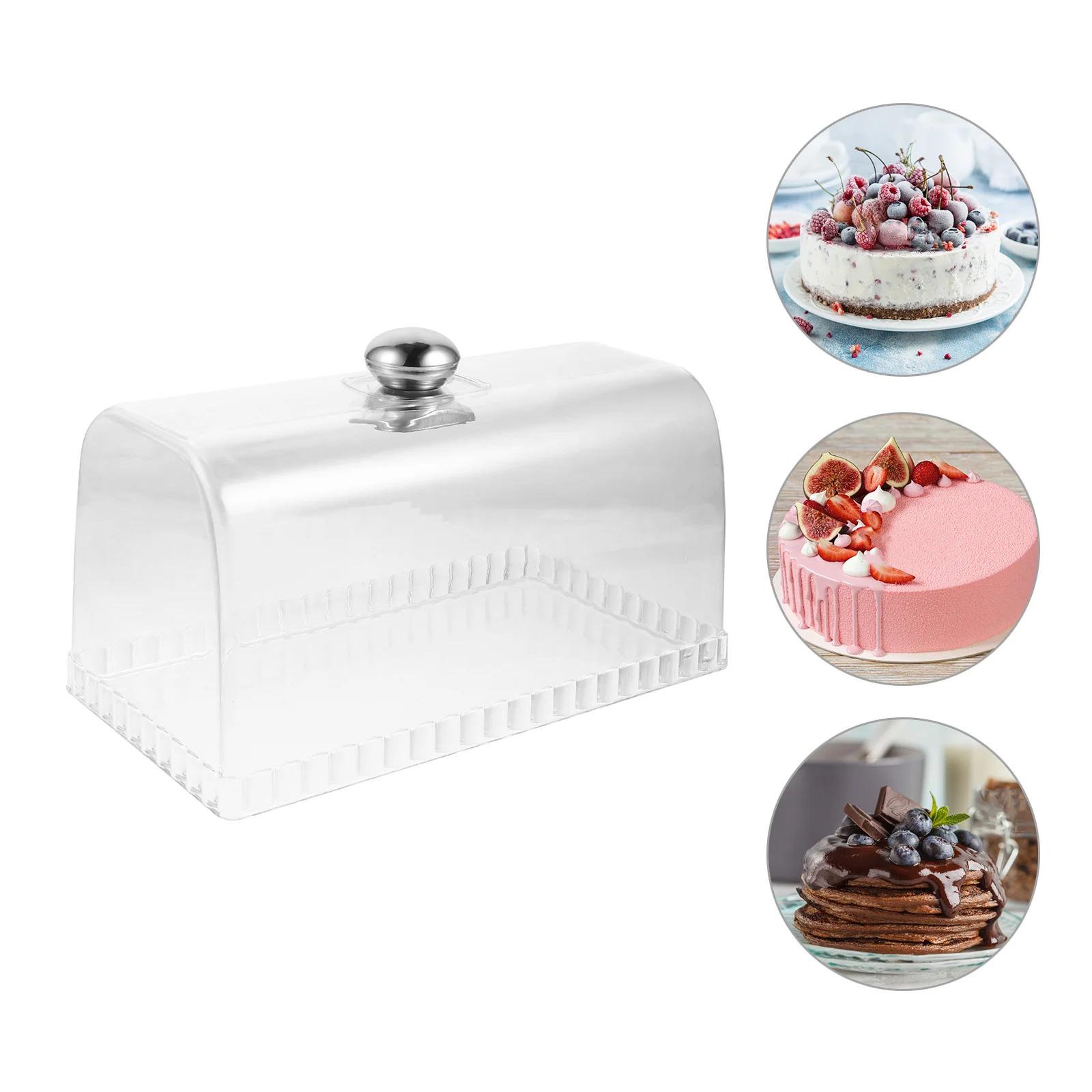 

Square Bread Pan Lid Food Platter Dome Glass Cake Stand Dessert Display Cover Butter Dish Tray Serving Acrylic
