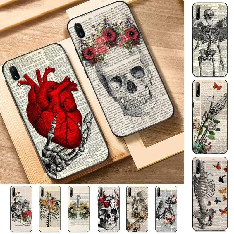 

Human Anatomy Organ Newspaper Phone Case for Huawei Y 6 9 7 5 8s prime 2019 2018 enjoy 7 plus
