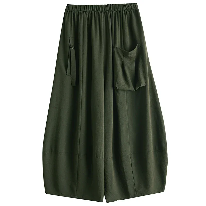 Женские мешковатые брюки повседневные свободные широкие эластичные капри с