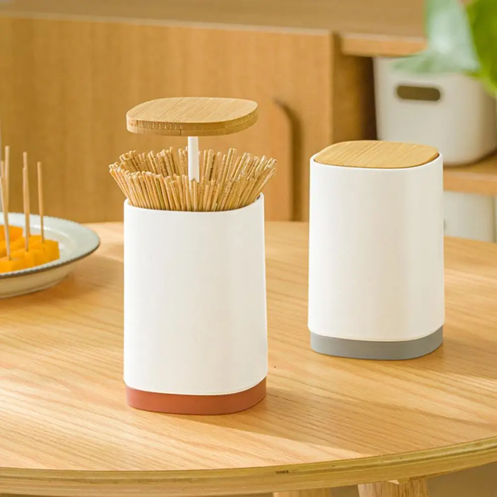 

Toothpick Container Dust-free Toothpick Storage Box for Kitchen Restaurant Hidden Push-to-open Cover Holder with 3 Years