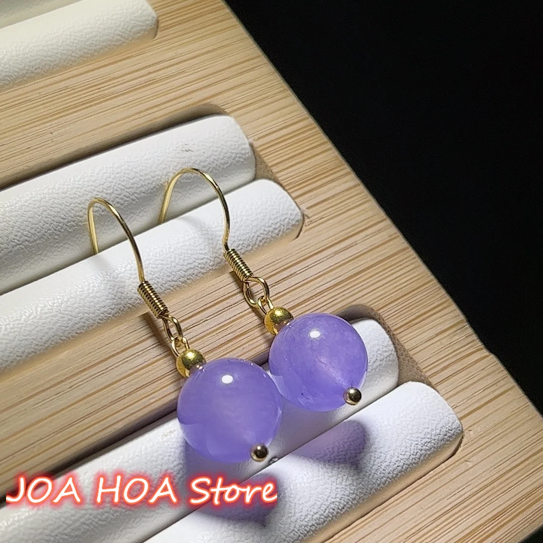 Purple Mica Earw-wire Ear Hook Amethyst Earrings Lucky DIY Jade Bead Handcrafted Women's Earchain Exquisite Jewelry