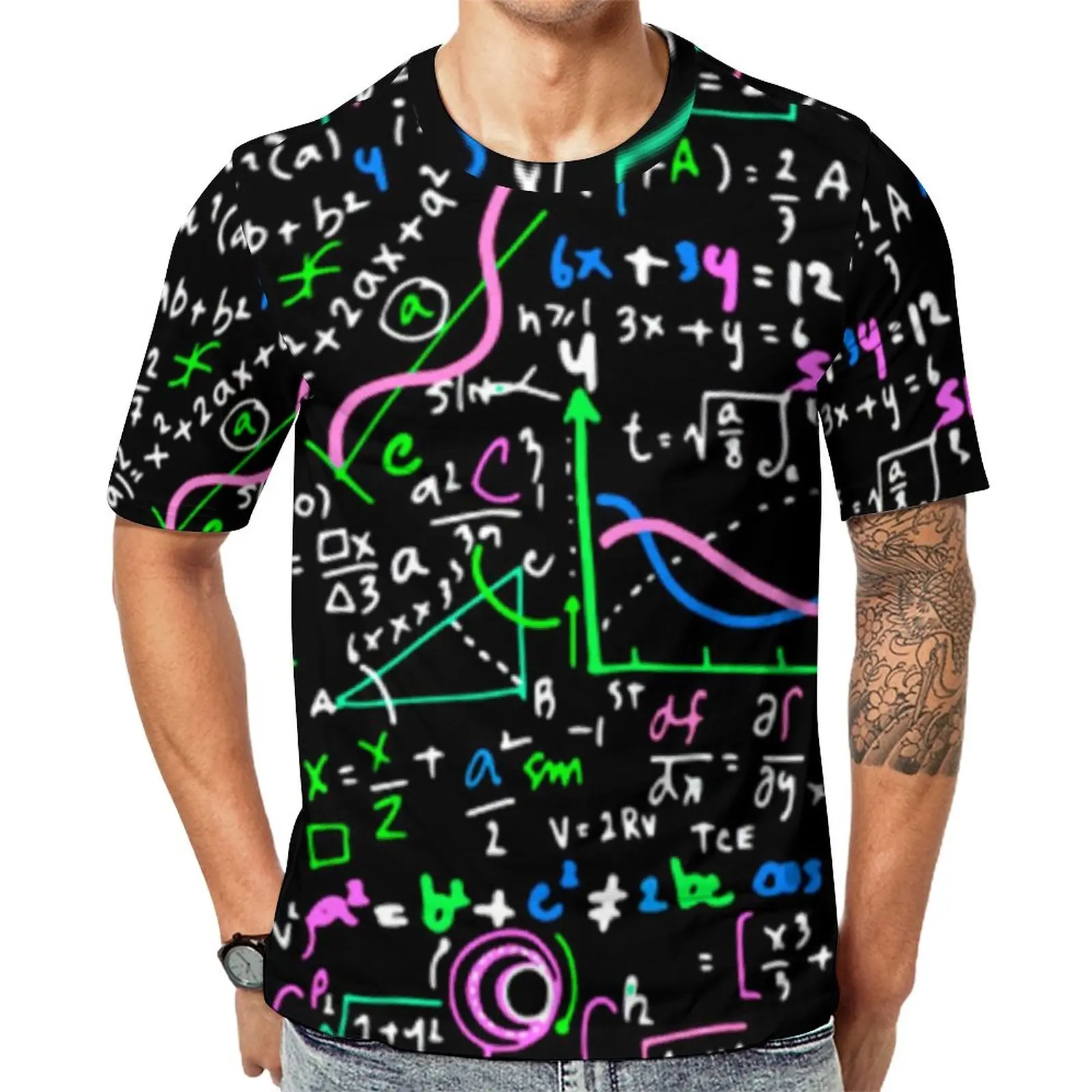 

Math Linear T-Shirt Mathematics Education Fashion T Shirts Mens Essential Tshirt Summer Short-Sleeved Graphic Clothing Big Size