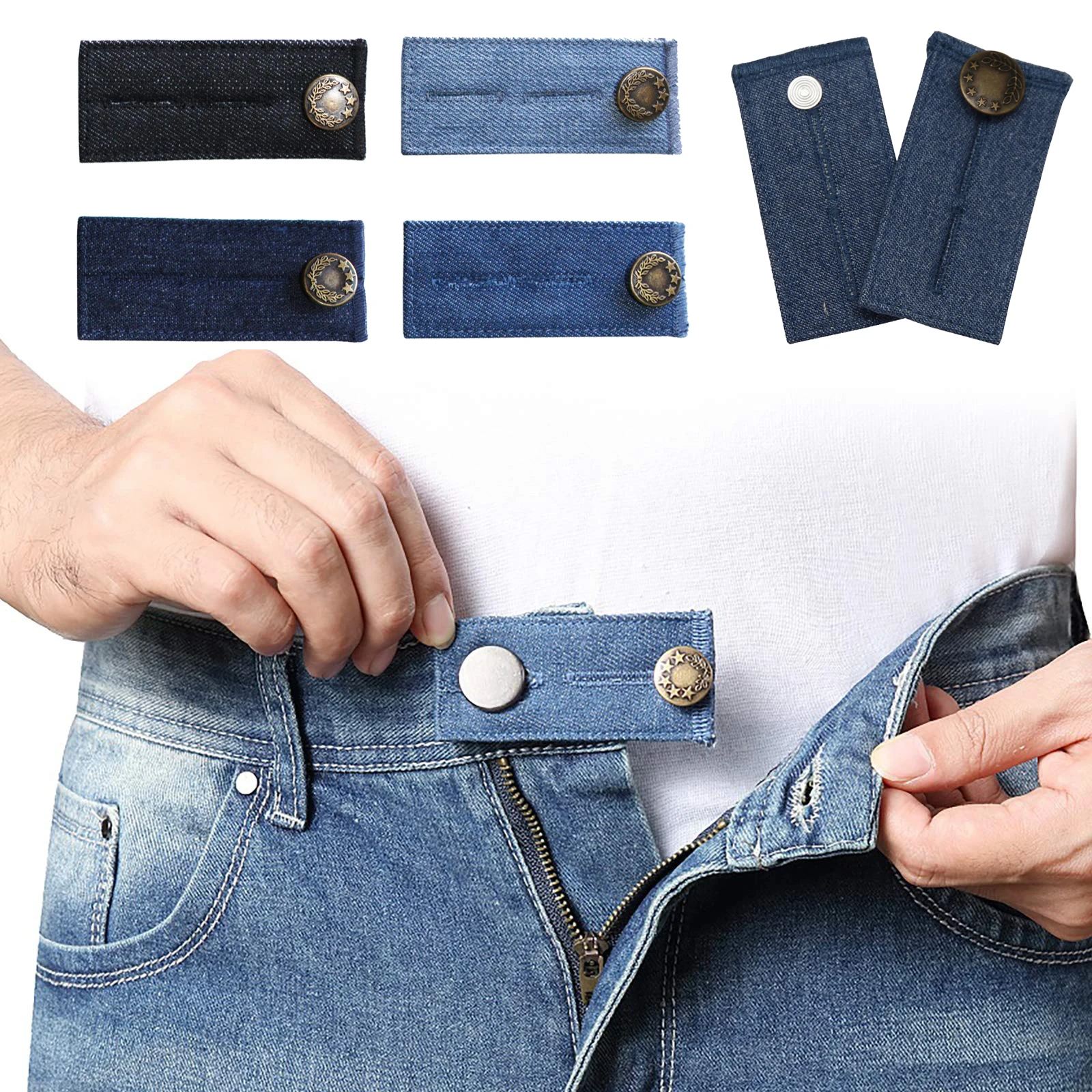 

Waist Extenders for Men and Women Adjustable Waistband Expanders for Jeans Trousers Pants Buttons Extender Unisex Belt Extension