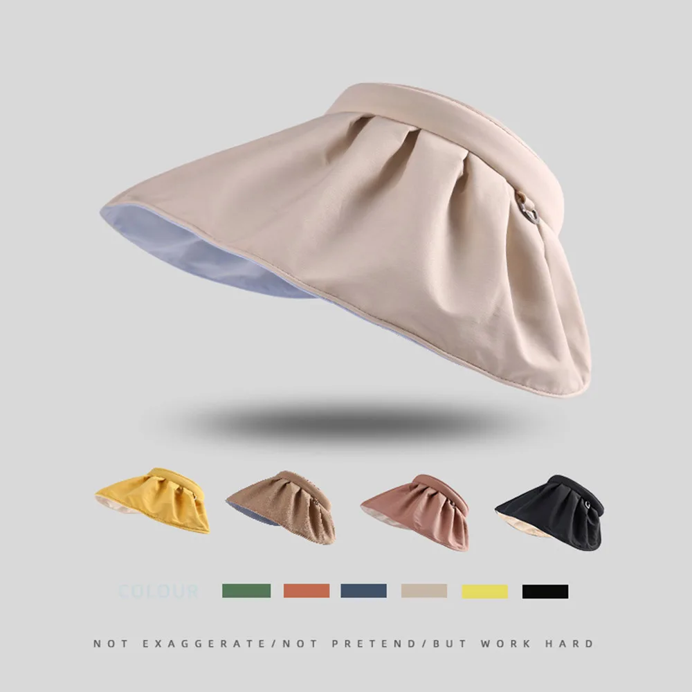 

Однотонная Солнцезащитная шляпа в виде ракушки, женская летняя пляжная шляпа с большими полями и защитой от УФ-лучей, повязка на голову двой...