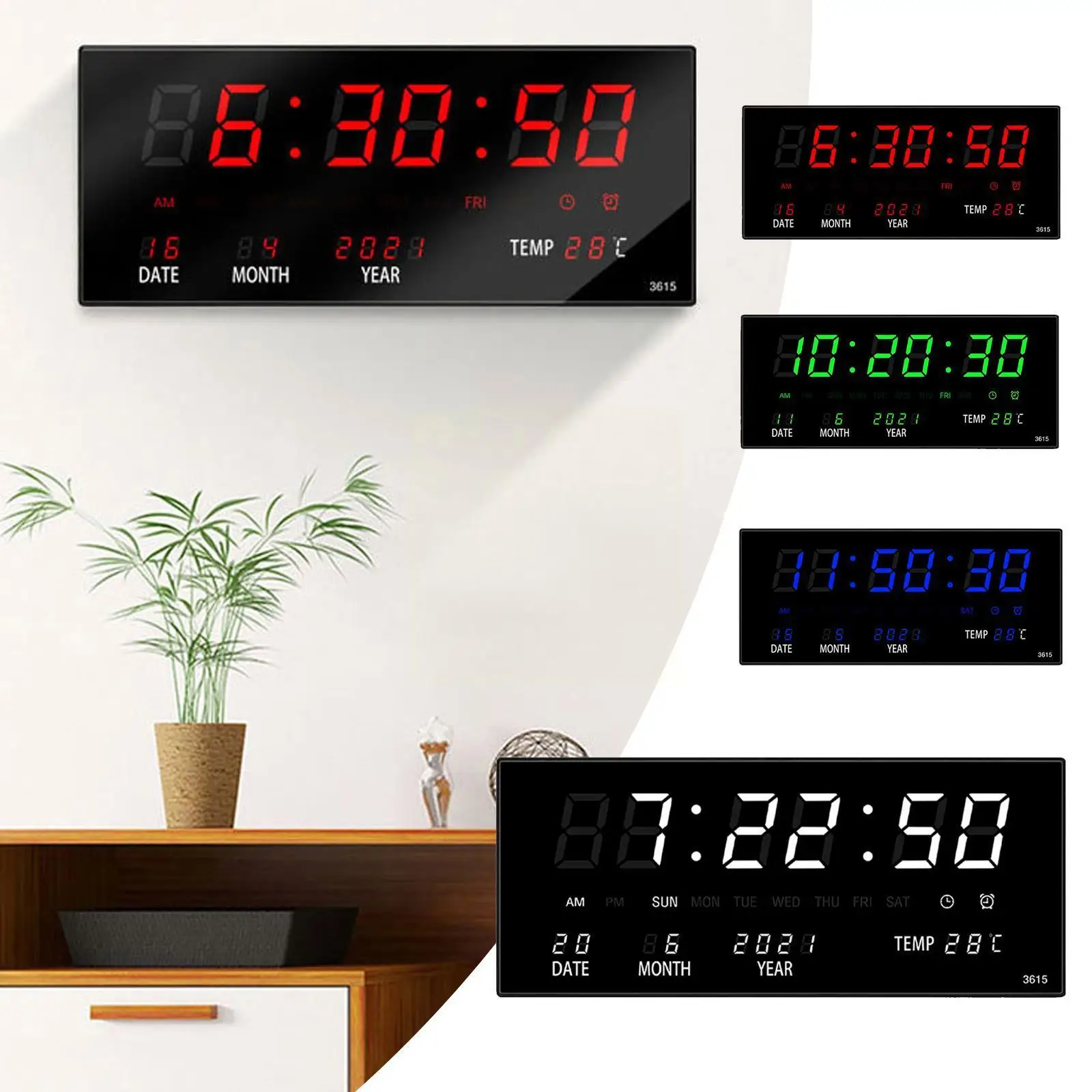 

Led Digital Wall Clock Business Office Wall Table Calendar Watch Living Clock Decor Mute Perpetual Luminous Room H S4k8