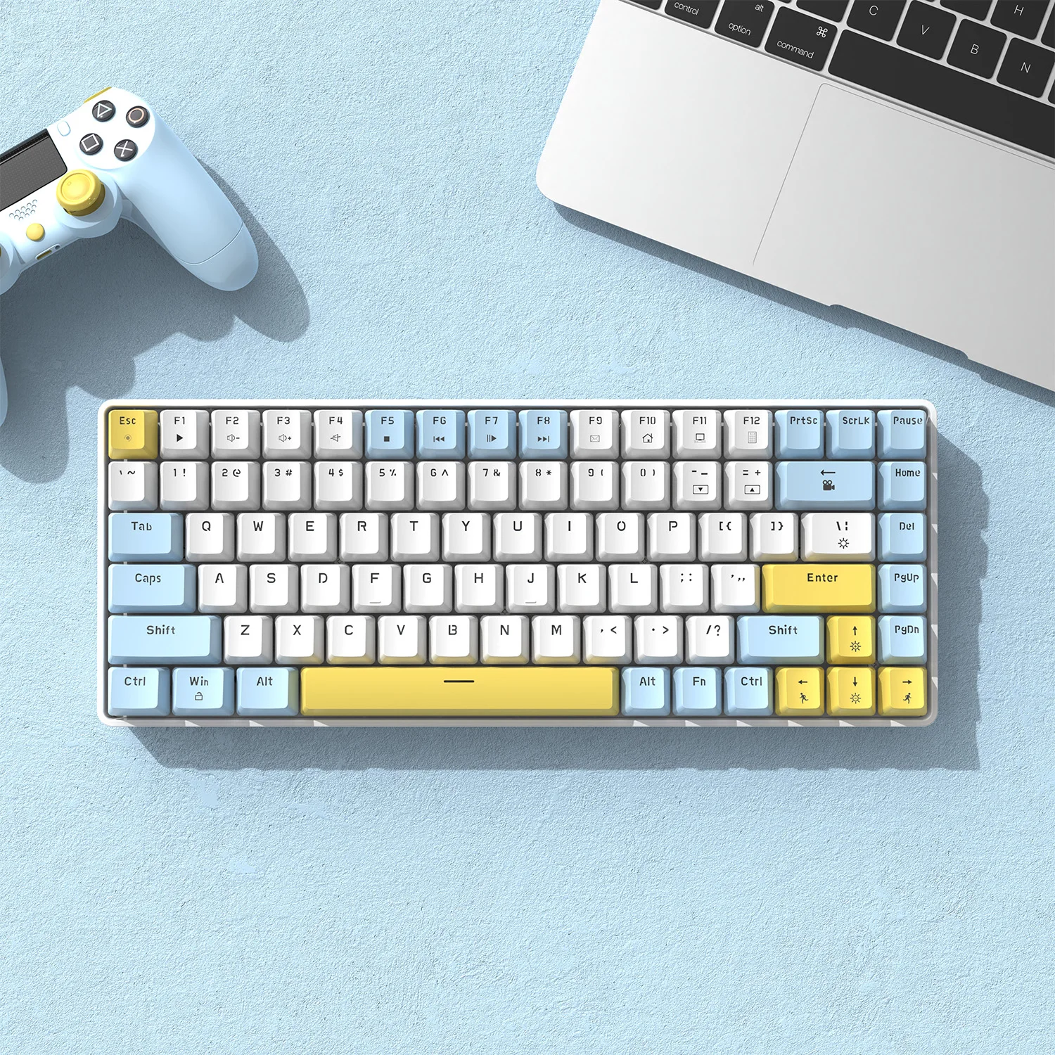 70% 84 Key Wired Mechanical Keyboard Seven-Colors Lighting Green and Red Switches Hot Swappable Suitable for Laptops