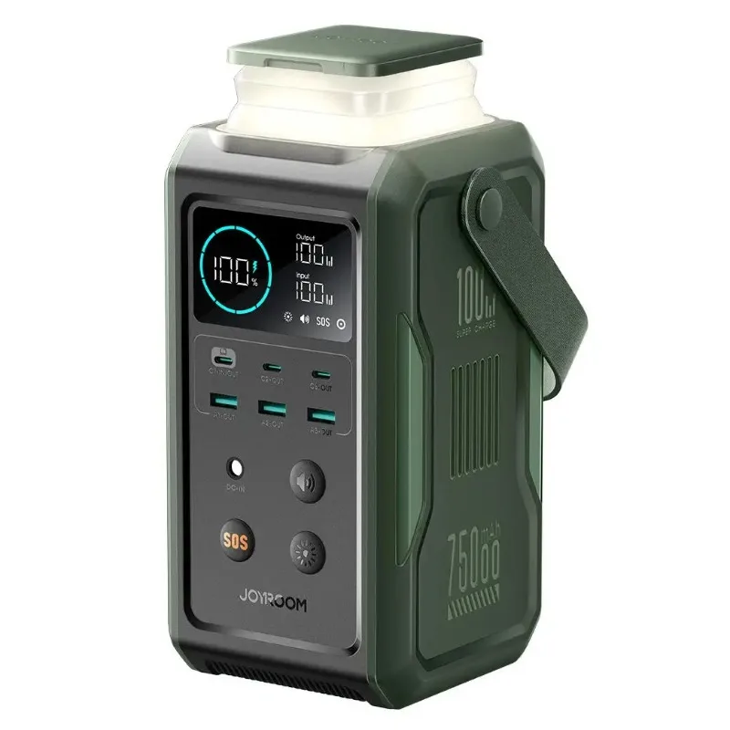 Фото Joyroom Новый дизайн Качество 100 Вт Большая емкость 75000 мАч Зеленый Power Bank Станция с телескопической подсветкой №4