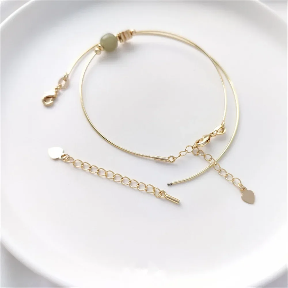 Тонкий браслет из медной проволоки с витым винтом 14-каратного золота бисера