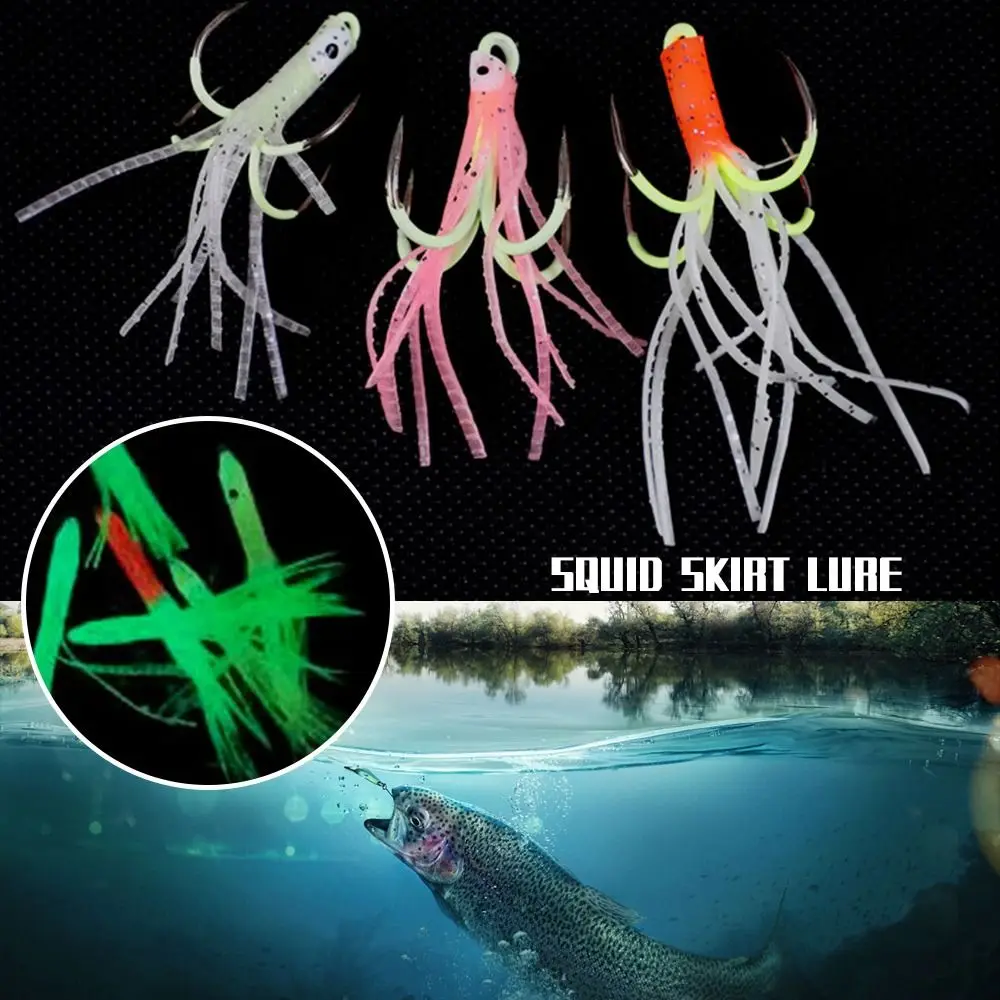 

30pcs 3 Colors Soft Silicone Swim Artificial Saltwater Octopus Bait Fishing Tackle long tail Squid Skirt Lure