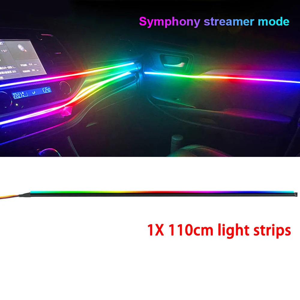 

22 В 1 Симфония Автомобильная Амбиентная Подсветка RGB 64 Цвета Акриловая Лента Интерьерная Лампа Для Приборной Панели С Упра...