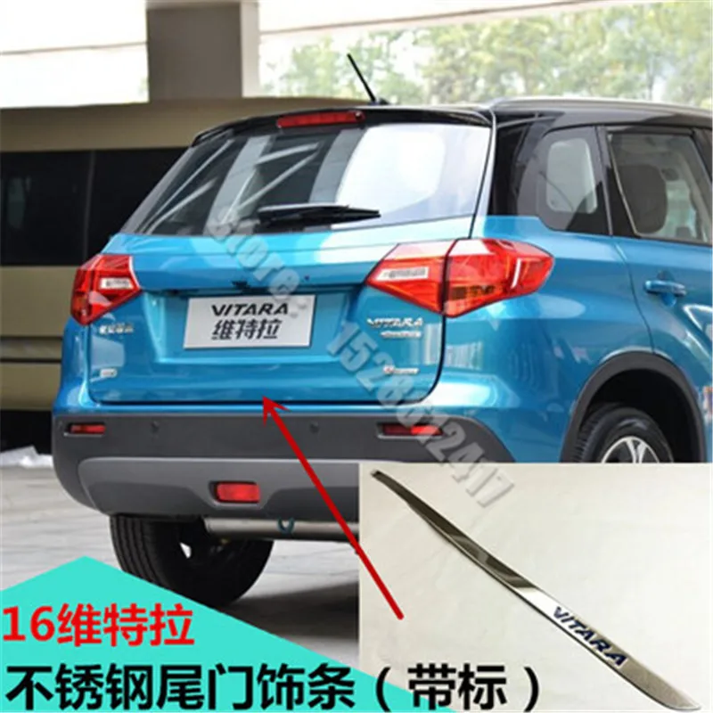 

For Suzuki Vitara Tailgate Rear Door Bottom Cover Molding Trim Stainless Steel back door trim car Accessories 2019 - 2016 su1