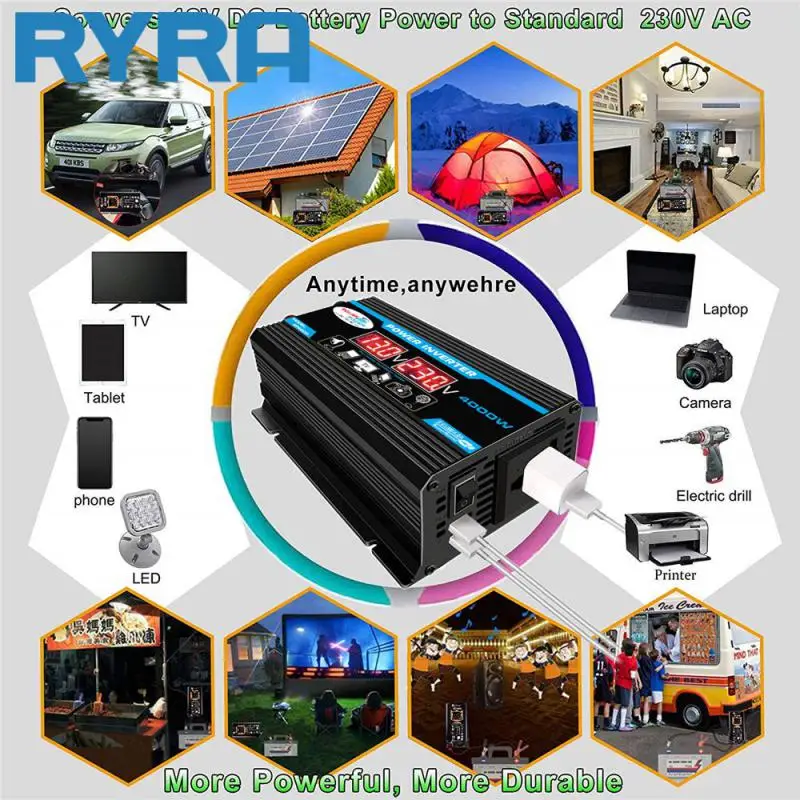 

4000 Вт портативный многофункциональный ЖК Смарт-дисплей с 2 Usb-портами 2.4a универсальные автомобильные аксессуары