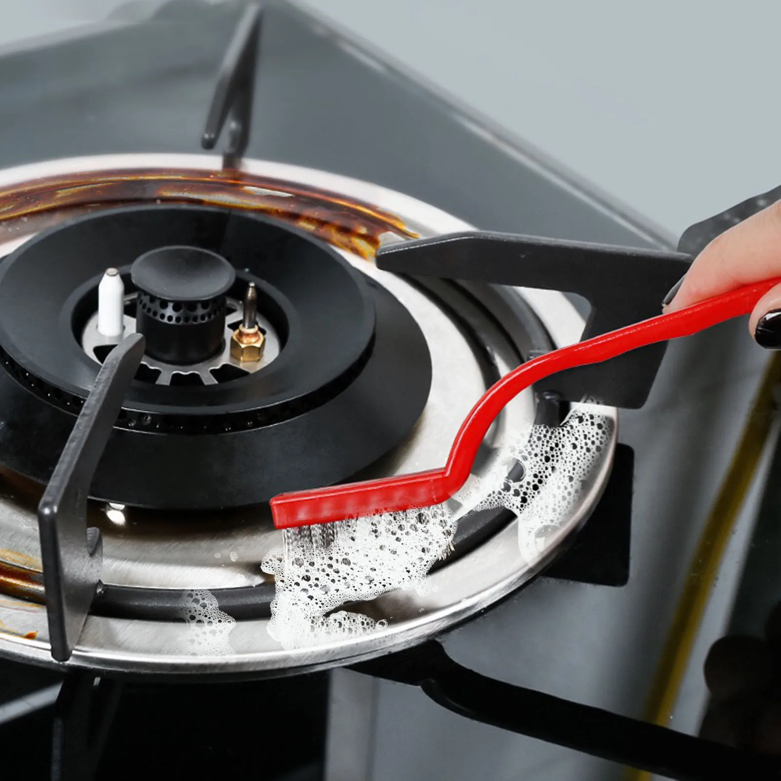 

Набор щеток для чистки с ручкой, черный пластиковый набор щеток для уборки дома, кухни, из бамбука, восстанавливающий материал, 3 шт.