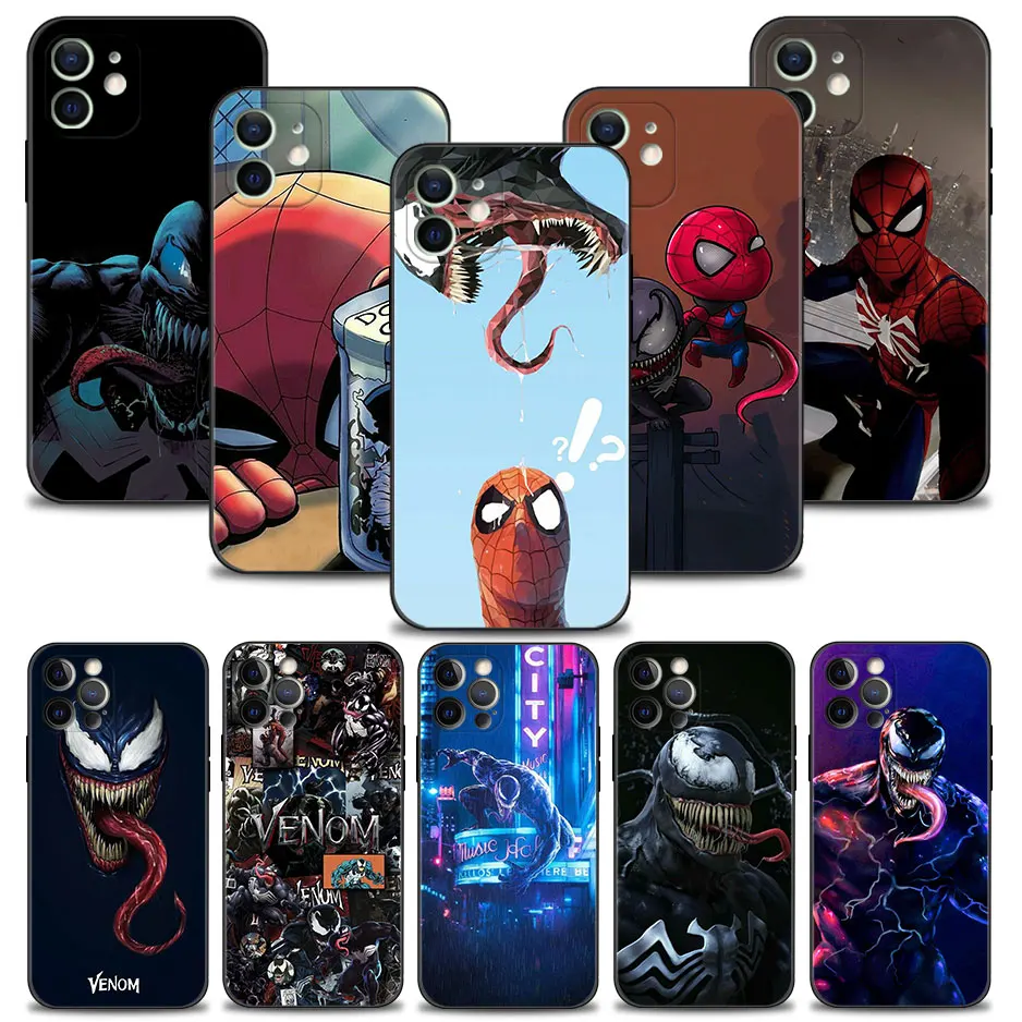 

Marvel Venom VS Spider-Man Comics Case For Apple iPhone 11 12 13 14 Pro Mini X XR XS Max 6 6S 7 8 Plus 5 5S SE 2022 Cover Funda