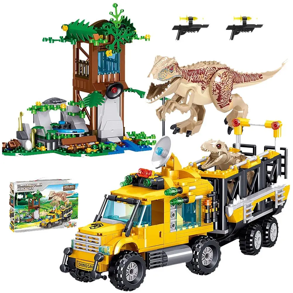

Fun Jungle Dinosaur Truck Building Blocks Toy Kit Colorful Puzzle Teaching Aids Holiday Gifts For Kids Ages 6-14 Years Old