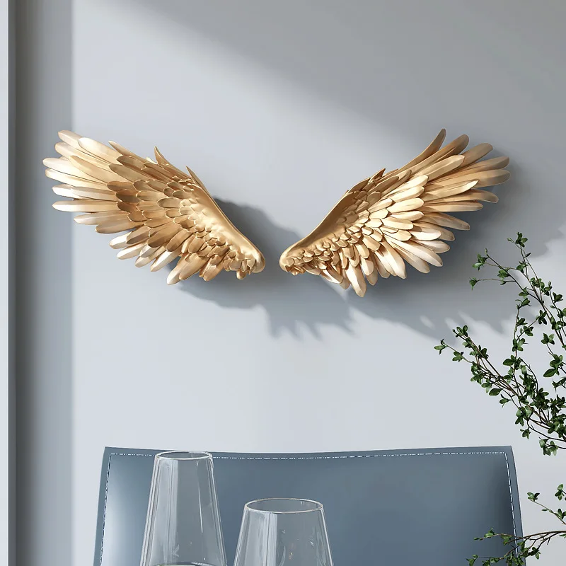 Nordic living room TV background wall decoration pendant feather hanging wing |