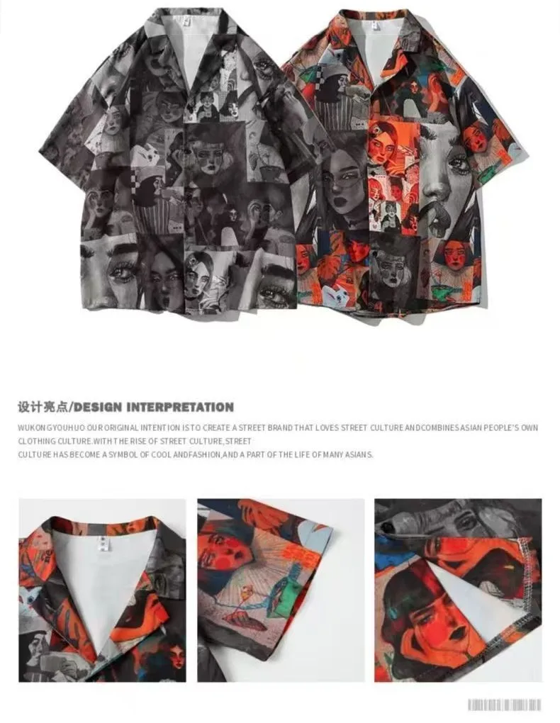 Y2K Летняя новая рубашка с коротким рукавом в гавайском стиле для мужчин West Cowboy