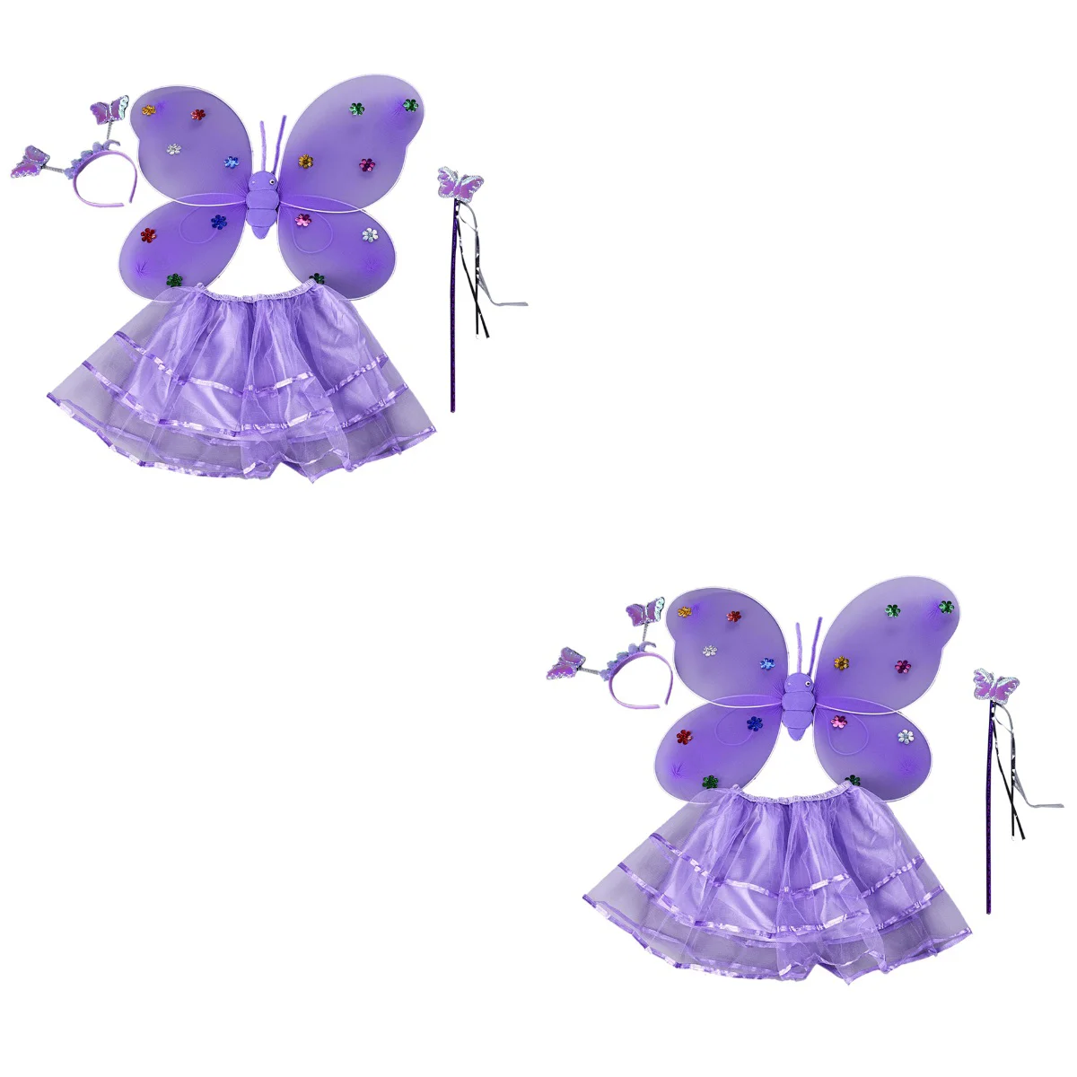 

2pcs Children's Mesh Dress Set Girls Fairy Dress Costume Set Fancy Dress Magical Tutu Dress