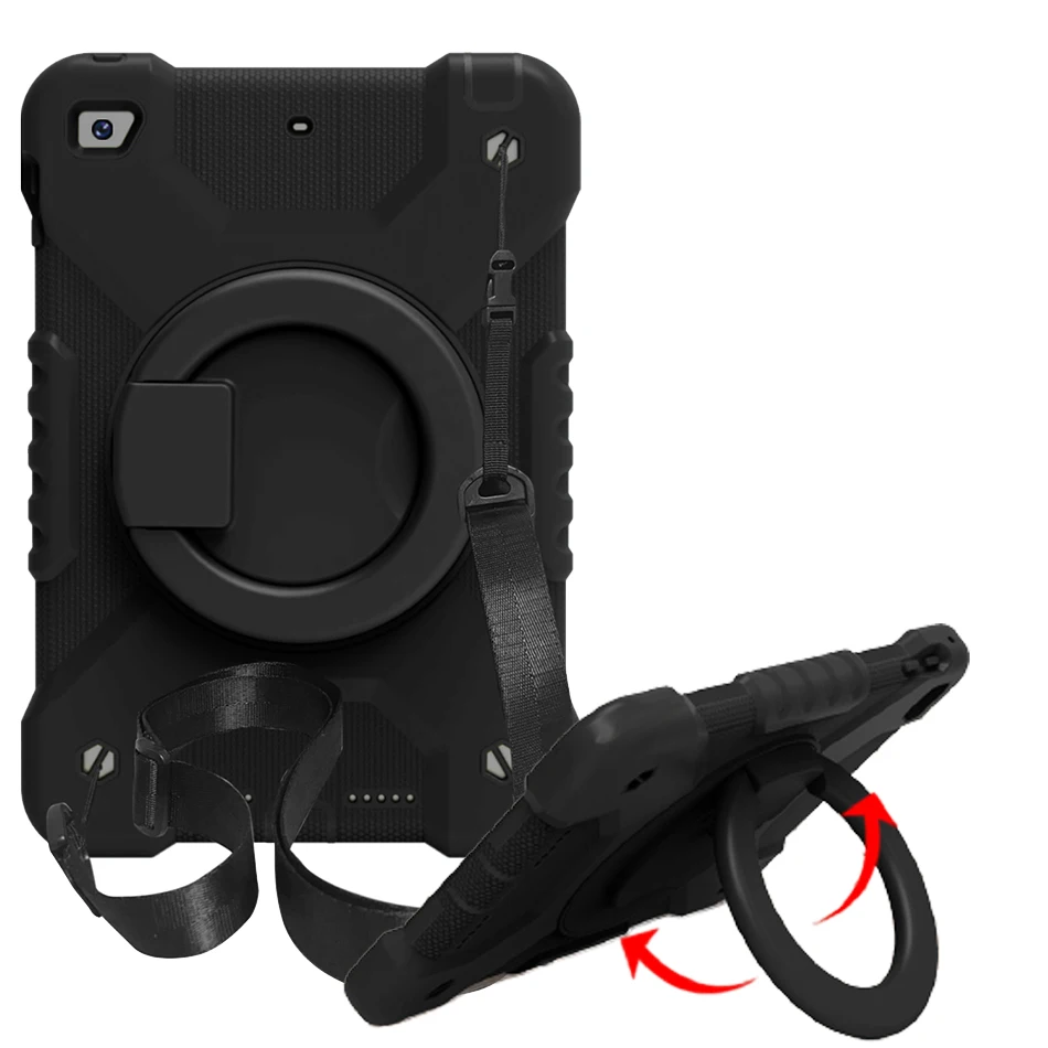 

For iPad Mini 2019 Silicone Case with Shoulder Strap and Rotatable Kickstand for iPad Mini 4 Mini 5 Shockproof Cover
