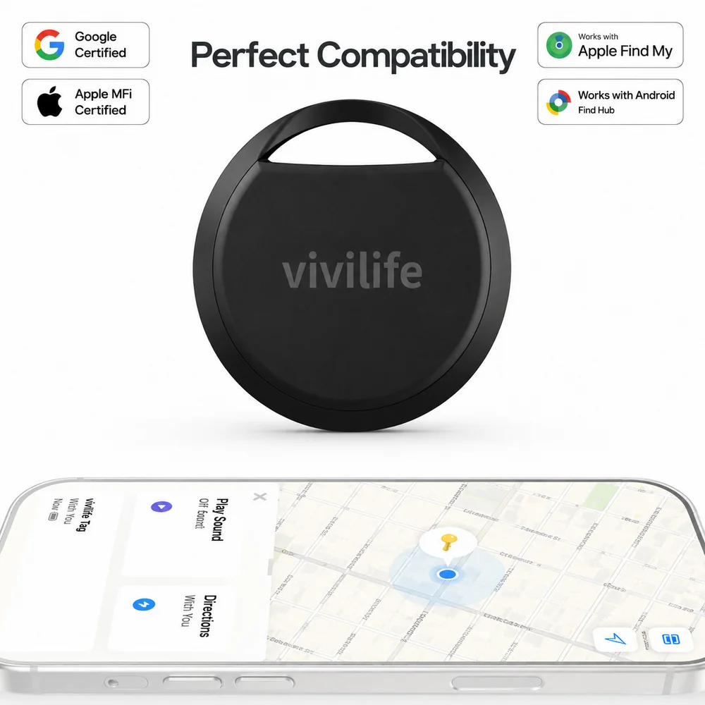 Фото Новый трекер с двойной системой отслеживания для iOS или Android, Bluetooth-метка для поиска предметов, совместимая с приложениями iOS Find My или Google Find Hub. №1