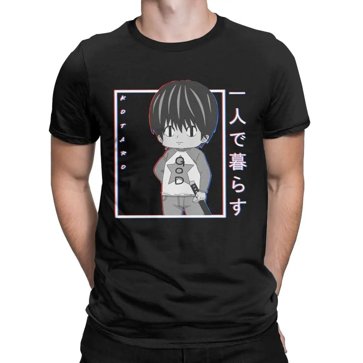 Kotaro Lives Alone Anime Men T Shirts Hipster Tee Shirt Short Sleeve O Neck T-Shirt 100% Cotton Plus Size Tops