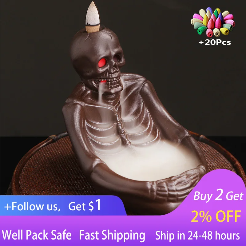 

Украшение в виде тыквы на Хэллоуин, светодиодсветодиодный подсветка в виде черепа, курильница, керамический подставка ручной работы, Декор ...