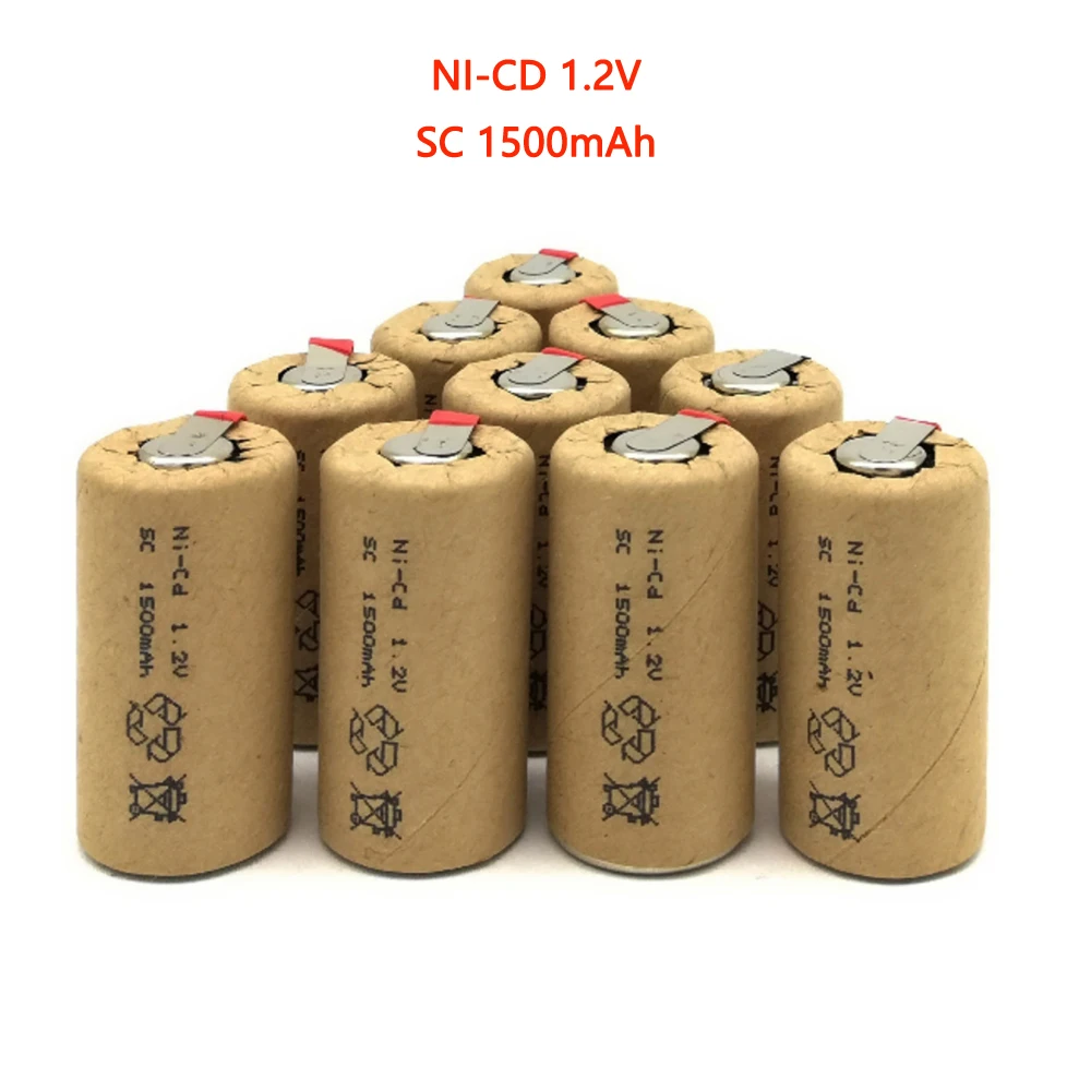 Высококачественная аккумуляторная батарея Ni-CD1.2V SC1500mAh Sub C 10C для
