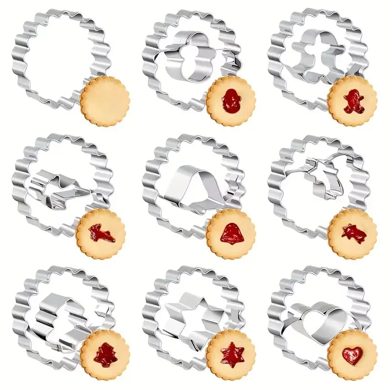 

9 шт., набор рождественских формочек для печенья из нержавеющей стали, инструменты для выпечки для рождественской елки, снеговика, пряничного человечка, кухонные формы для выпечки