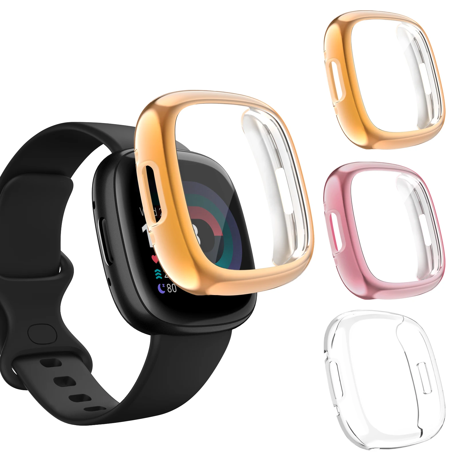 Watch Cover Case for Fitbit Versa 2/Versa 3/Versa 4 Screen Protector Case Bumper Cover for Fitbit Sense 2/Sense Protective Case