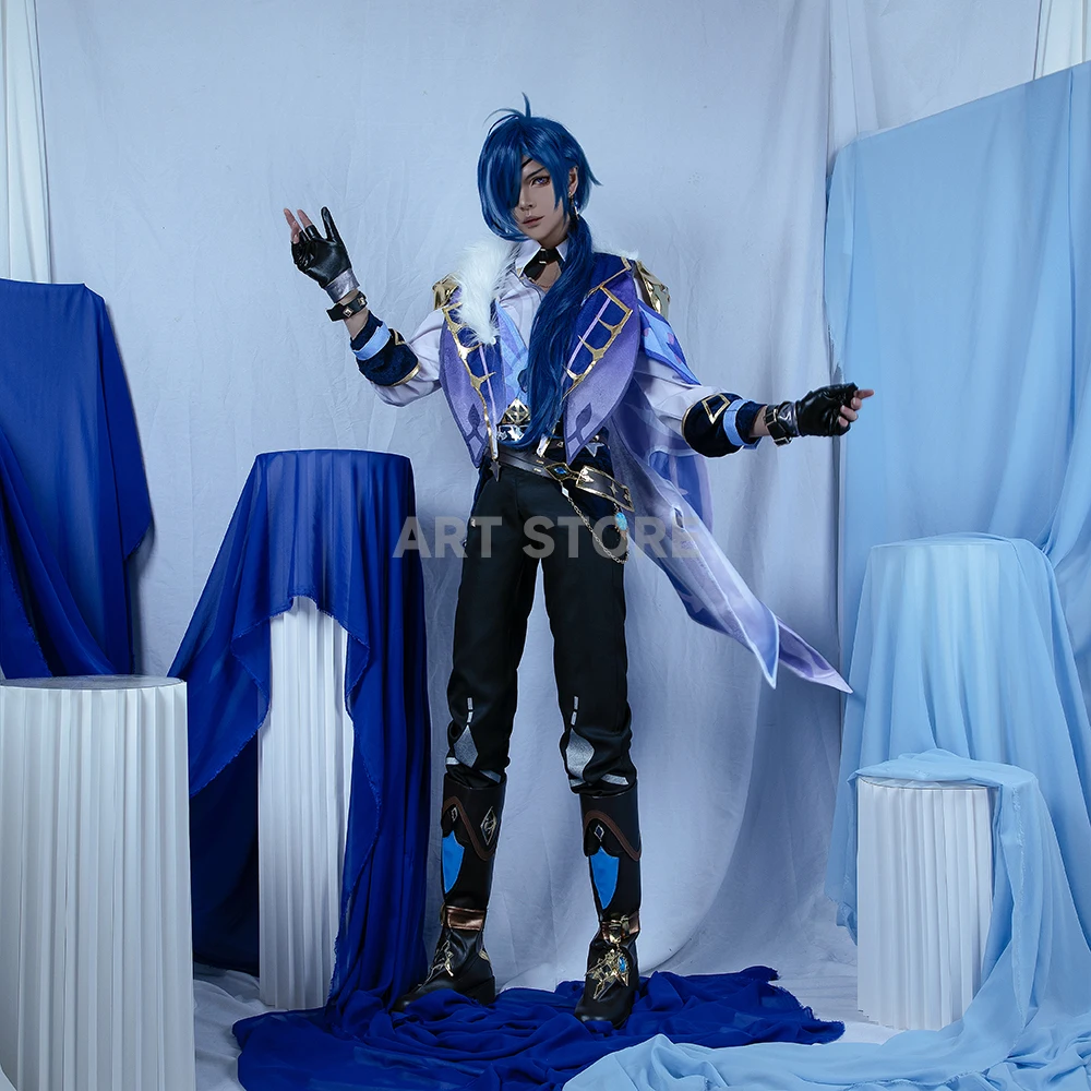 Kaeya косплей игра Genshinimpact Косплей Костюм жаккардовая ткань парик Полный комплект