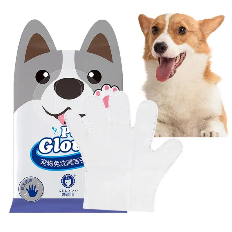 

Pet Disposable Cleaning Gloves Wash Grooming Wipes Rinse Free Cats Dogs SPA Bath Cleaning Gloves Deodorizing Wipes Pet Supplies