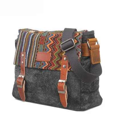 

2022 New Men Vintage Cowhide With Canvas Shoulder Coloful Bags For Men 2022