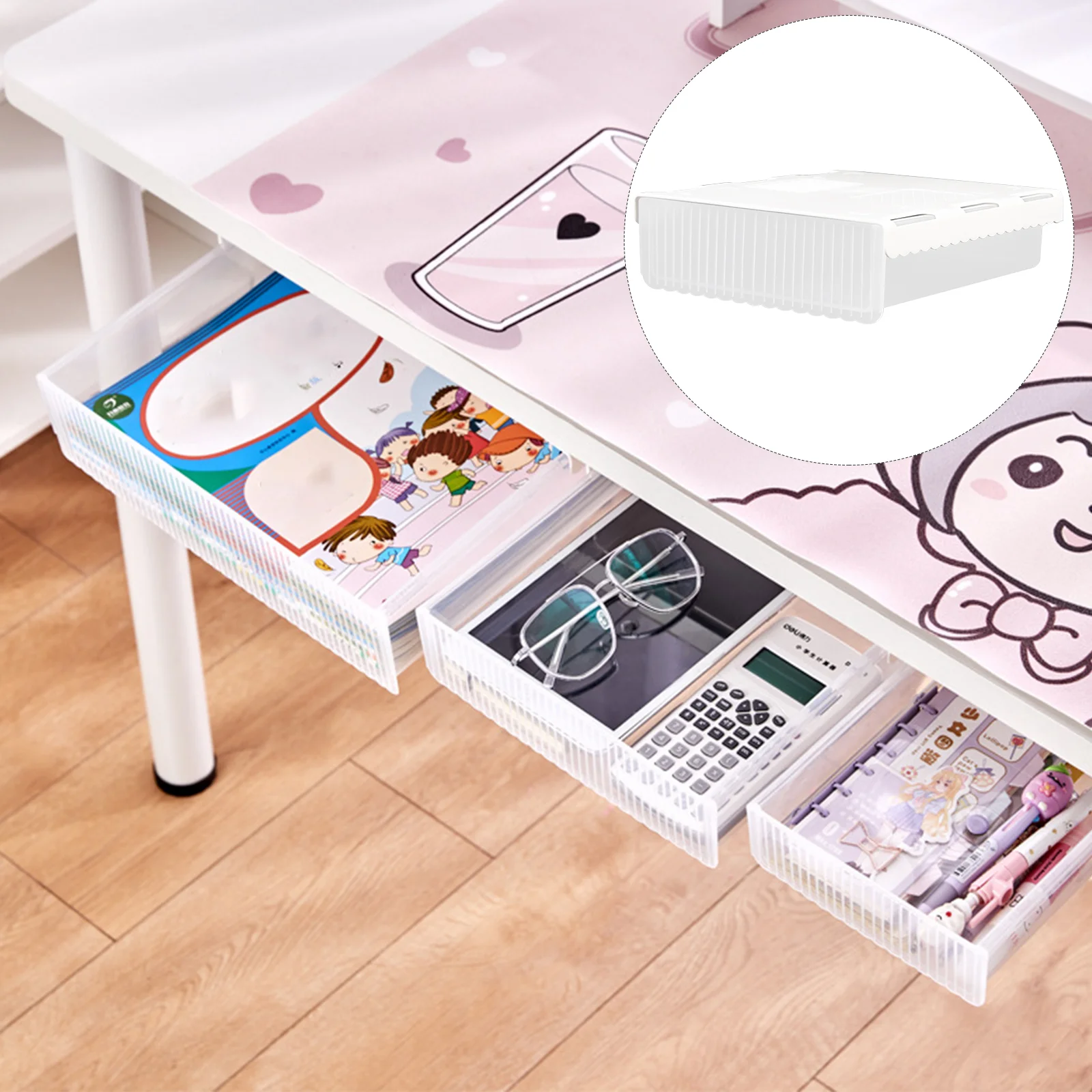 

Storage Box Utensil Holder Drawer Table Organizer Free Installation Classroom Under Desk Pen Case Plastic Office Organiser